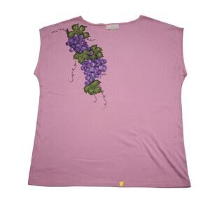 Viola Shirt Womens XL Pink Sleeveless Round Neck Graphic Print Knit Pullover